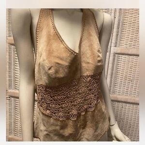 Cache NWT 100% suede halter top